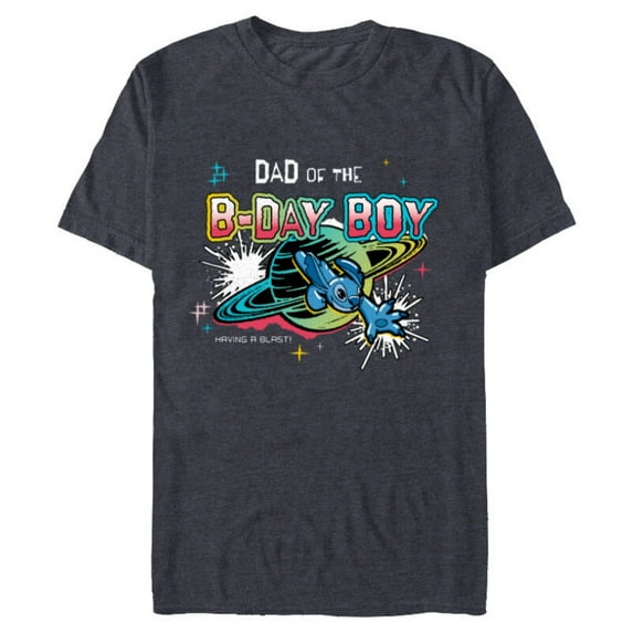 Disney Stitch Family Shine Dad of the B-Day Boy Birthday - Short Sleeve Blended T-Shirt for Adults - Customized-Denim Snow Heather