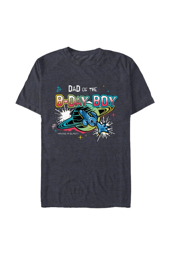 Stitch Family Shine Dad of the B-Day Boy Birthday - Short Sleeve Blended T-Shirt for Adults - Customized-Denim Snow Heather