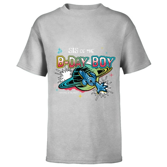 Disney Stitch Family Shine Sis of the B-Day Boy Birthday - Short Sleeve T-Shirt for Kids - Customized-Athletic Heather