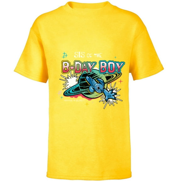 Disney Stitch Family Shine Sis of the B-Day Boy Birthday - Short Sleeve T-Shirt for Kids - Customized-Yellow