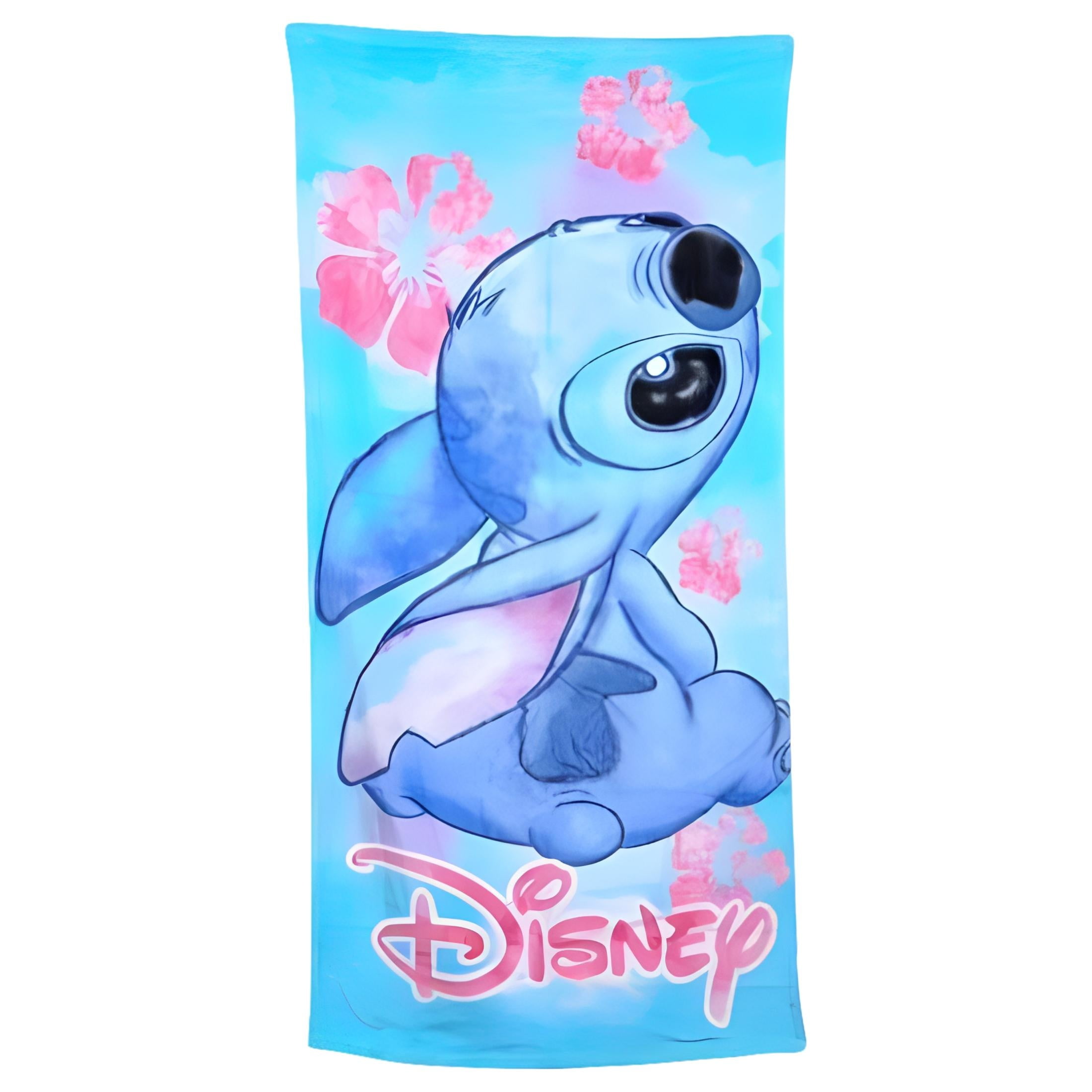 UNKNOWN Disney Stitch Floral Cotton Bath and Beach Towel Blue 58x28 Lilo