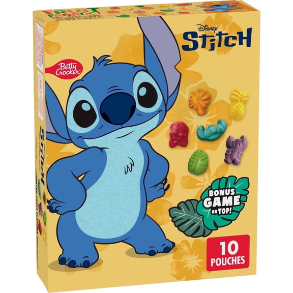 Disney Stitch Fruit Flavored Snacks, Fat Free and Gluten Free Snack, 8 oz, 10 Pouches