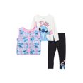 thumbnail image 1 of Disney Stitch Girls 3-Piece Outfit Set  Puffer Vest, Long Sleeve Cutie Top & Leggings  Toddler & Kids Clothing, 1 of 4