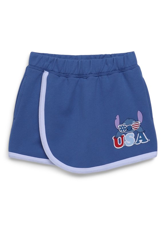 Disney Stitch Girls Americana Graphic Fleece Skort, Sizes 4-16