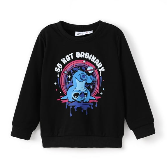 Disney Stitch Girls Boys Sweatshirts Mommy and Me Black Graphic Ugly Sweatshirt For Kids Teen