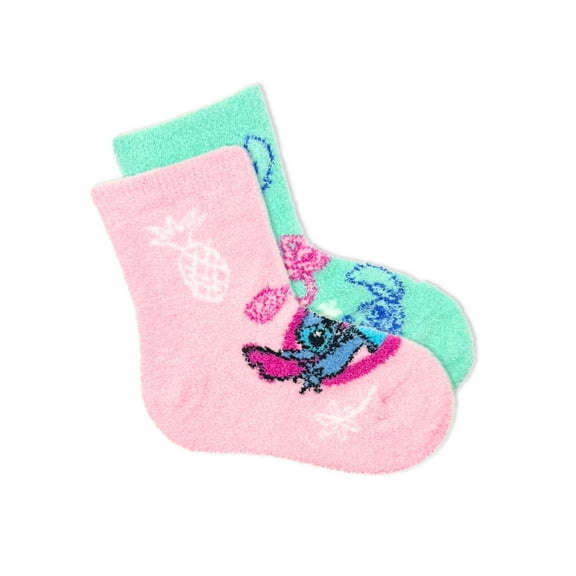 Disney Stitch Girls Cozy Socks, 2-Pack, Sizes S/M-M/L