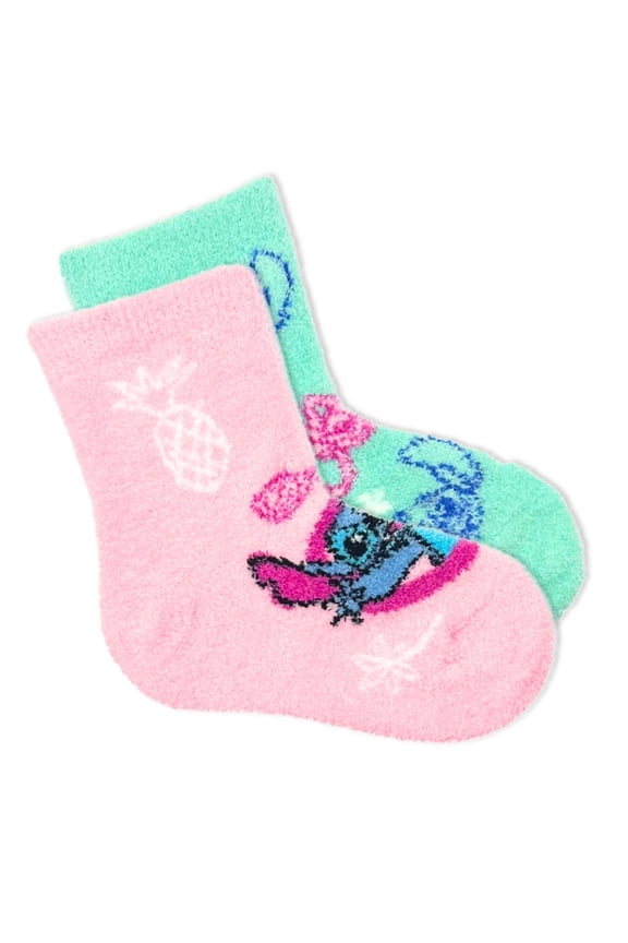 Disney Stitch Girls Cozy Socks, 2-Pack, Sizes S/M-M/L