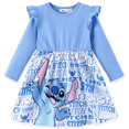 thumbnail image 1 of Disney Stitch Girls Dresses Blue Ruffle Sleeve Character Cotton Casual Fall Dress Toddler Kids 3-4T, 1 of 12