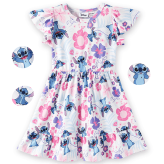 Disney Stitch Girls Dresses Graphic Easter Flora Flower Easter Spring Summer School Dress Baby Toddlers 2T