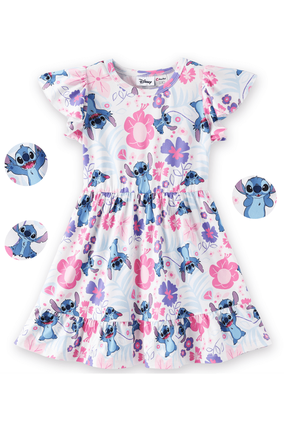 Stitch Girls Dresses Graphic Easter Flora Flower Easter Spring Summer School Dress Toddlers Kids 8-9Y