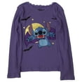 thumbnail image 1 of Disney Stitch Girls Long Purple Vampire Halloween T-Shirt Tee Shirt S (6-6X), 1 of 2