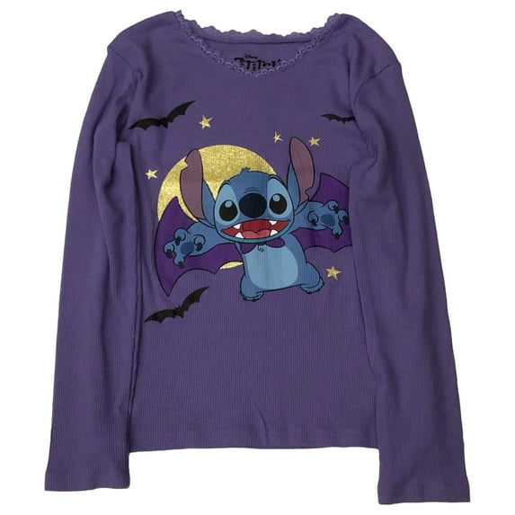 Disney Stitch Girls Long Purple Vampire Halloween T-Shirt Tee Shirt XL (14)