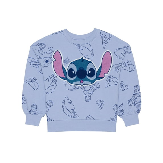 Disney Stitch Girls Long Sleeve Pullover Sweatshirt, Sizes 4-16