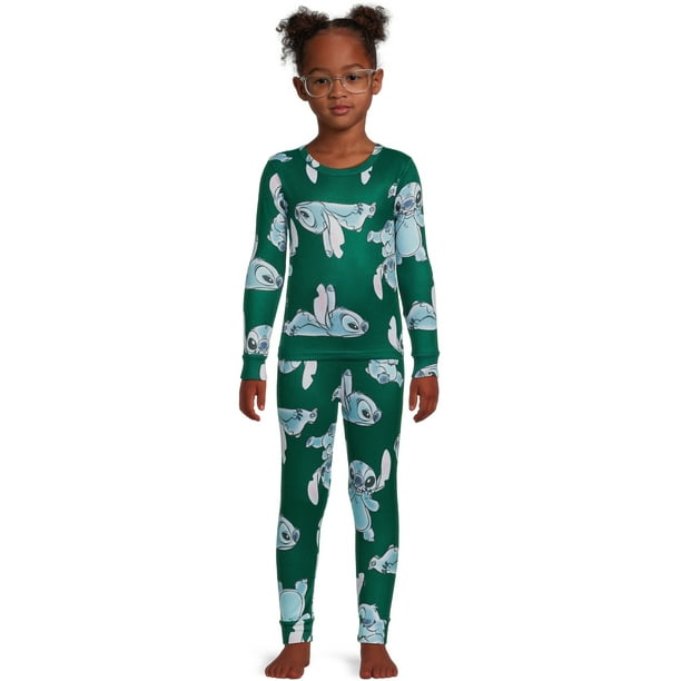 Disney Stitch Girls Print Long Sleeve Top and Pants Pajama Set,