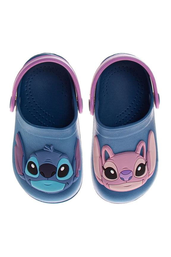 Stitch Girls Slip-On Clogs with Angel and Back Strap Little Kids, Blue, Size: 5-6