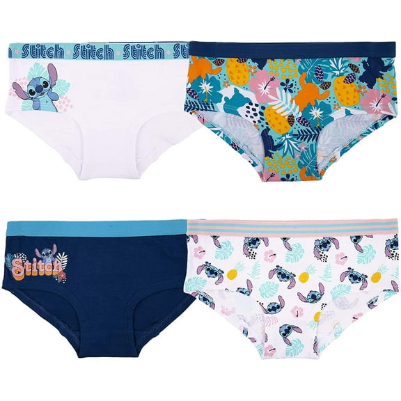 Disney Stitch Girls Stretch Hipster Briefs Underwear, 4-Pack Sizes 6-10
