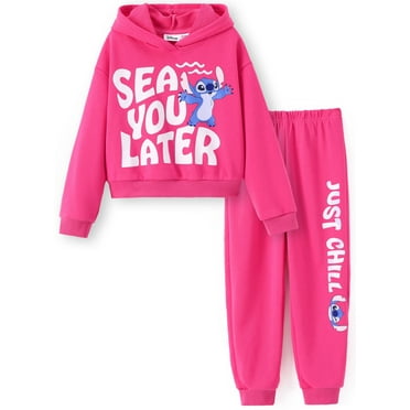 Disney Stitch Girls Sweatshirts Graphic Hoodies and Joggers Sweatpants 2 Pieces Outfits Sets 6-7Y