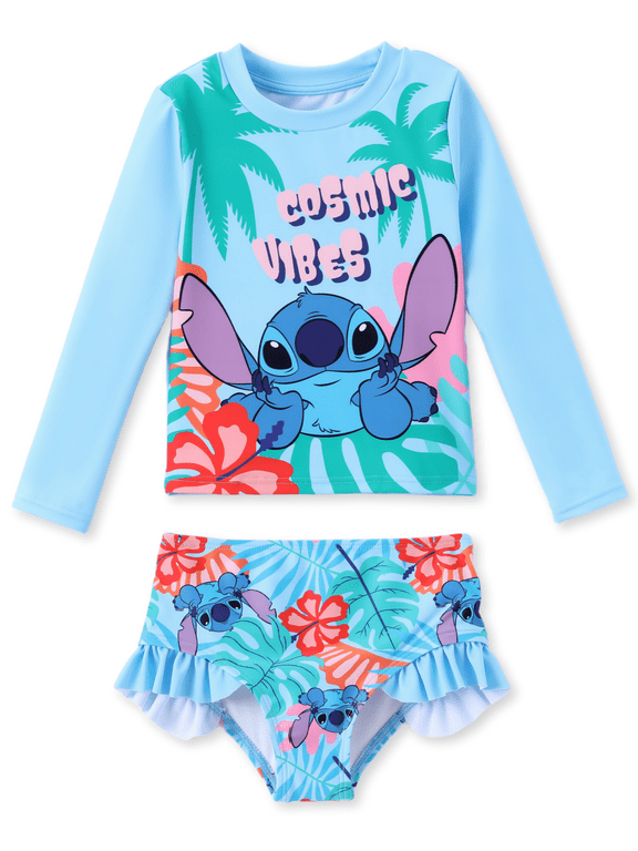Stitch Girls Swimsuit Summer Rash Guard 2 Pieces Bathing Suits Beach Tankini Set Sizes 3-13