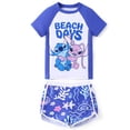 thumbnail image 1 of Disney Stitch Girls Swimsuits Graphic Swim Top and Shorts Bathing Suits 2 Pieces Sets Sizes 6-12, 1 of 9