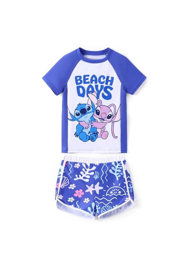 Stitch Girls Swimsuits Graphic Swim Top and Shorts Bathing Suits 2 Pieces Sets Sizes 6-12
