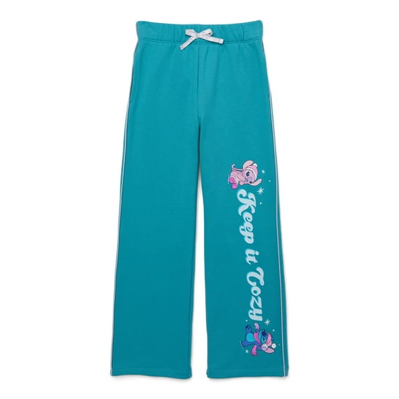 Disney Stitch Girls Winter Graphic Print Sweatpants, Sizes 4-16