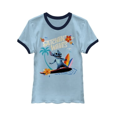 Disney Stitch, Graphic Ringer Tee, Women's