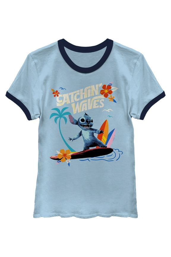 Stitch, Graphic Ringer Tee, Women's