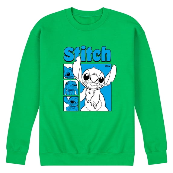 Disney - Stitch Grid - Men's Long Sleeve Crew Fleece Sweatshirt