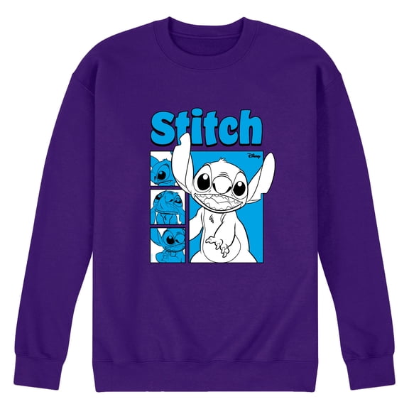 Disney - Stitch Grid - Men's Long Sleeve Crew Fleece Sweatshirt