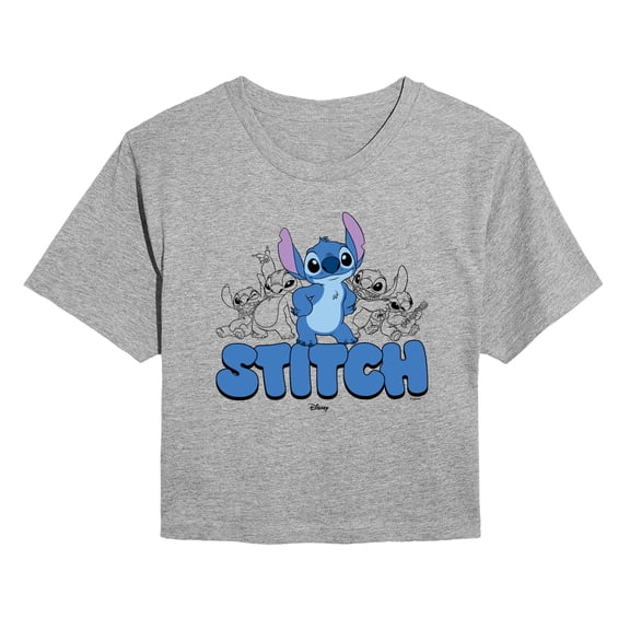 Disney - Stitch Group - Juniors Cropped Short Sleeve Graphic T-Shirt