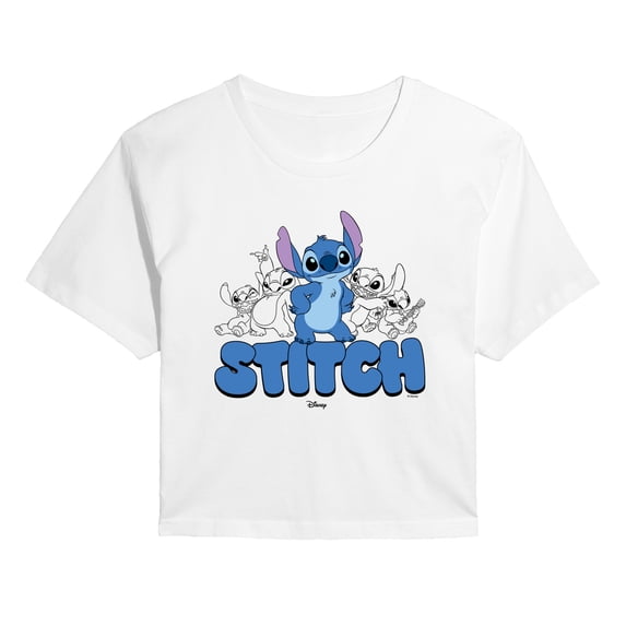 Disney - Stitch Group - Juniors Cropped Short Sleeve Graphic T-Shirt