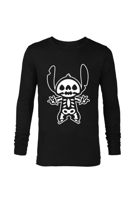 Stitch Halloween Skeleton - Long Sleeve T-Shirt for Men - Customized-Black