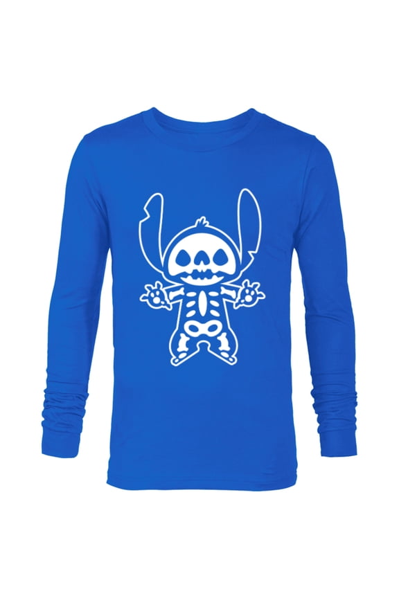 Stitch Halloween Skeleton - Long Sleeve T-Shirt for Men - Customized-Navy