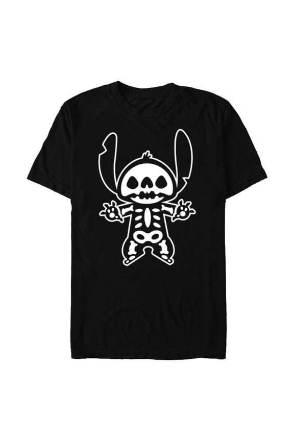 Stitch Halloween Skeleton - Short Sleeve Blended T-Shirt for Adults - Customized-Black