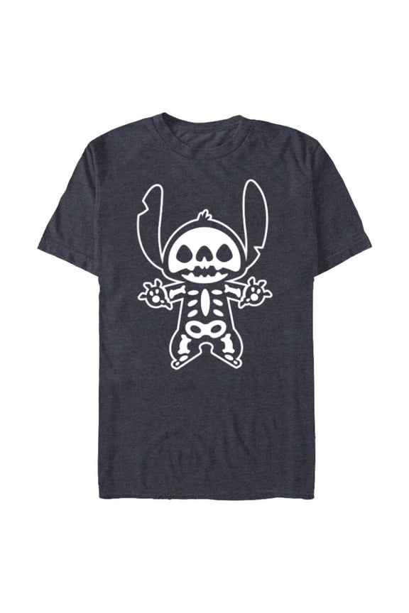 Stitch Halloween Skeleton - Short Sleeve Blended T-Shirt for Adults - Customized-Navy Heather