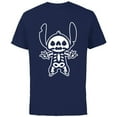thumbnail image 1 of Disney Stitch Halloween Skeleton - Short Sleeve Cotton T-Shirt for Adults - Customized-Navy, 1 of 5