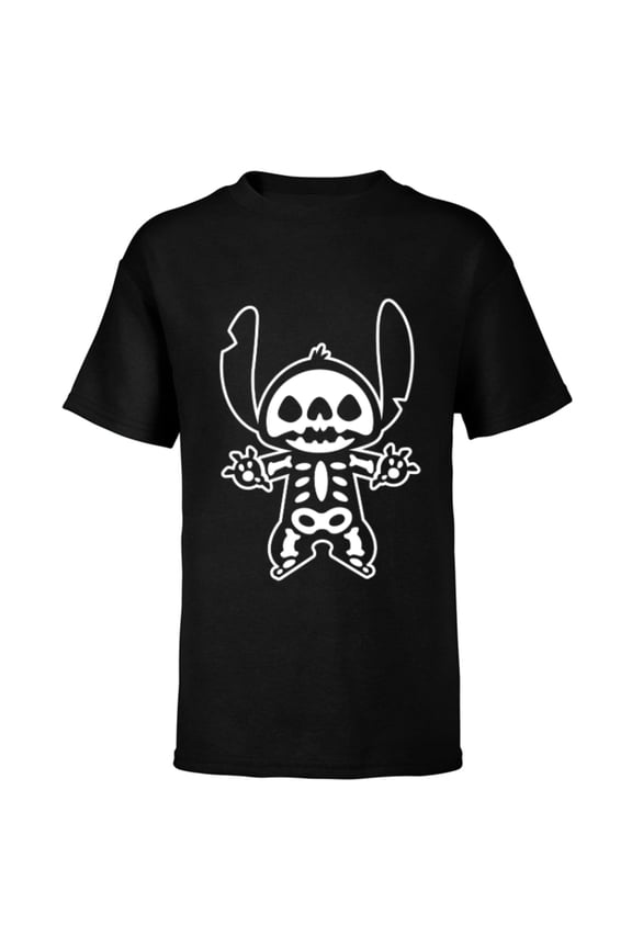Stitch Halloween Skeleton - Short Sleeve T-Shirt for Kids - Customized-Black