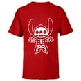 thumbnail image 1 of Disney Stitch Halloween Skeleton - Short Sleeve T-Shirt for Kids - Customized-Red, 1 of 5