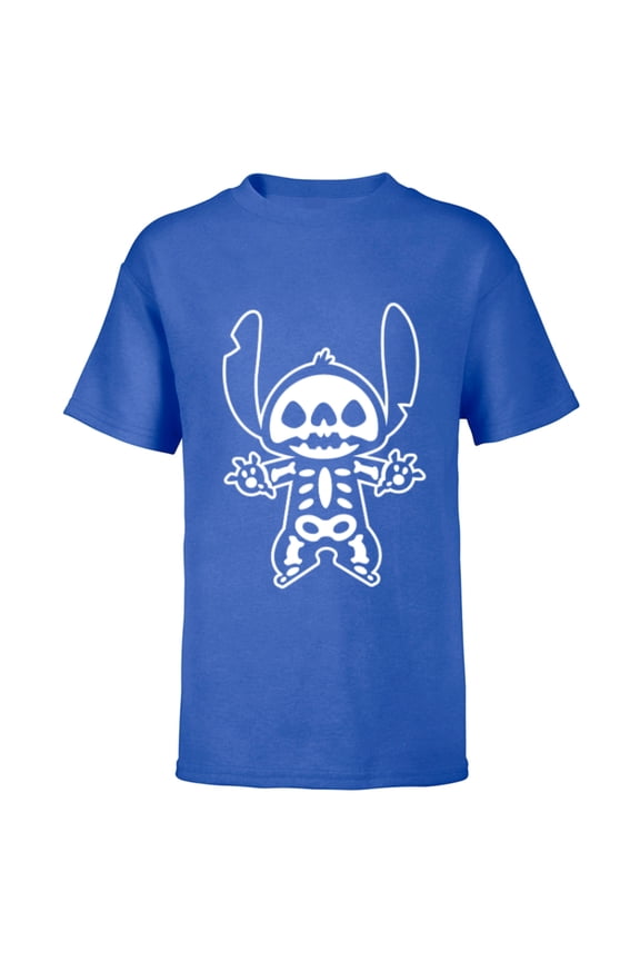 Stitch Halloween Skeleton - Short Sleeve T-Shirt for Kids - Customized-Royal