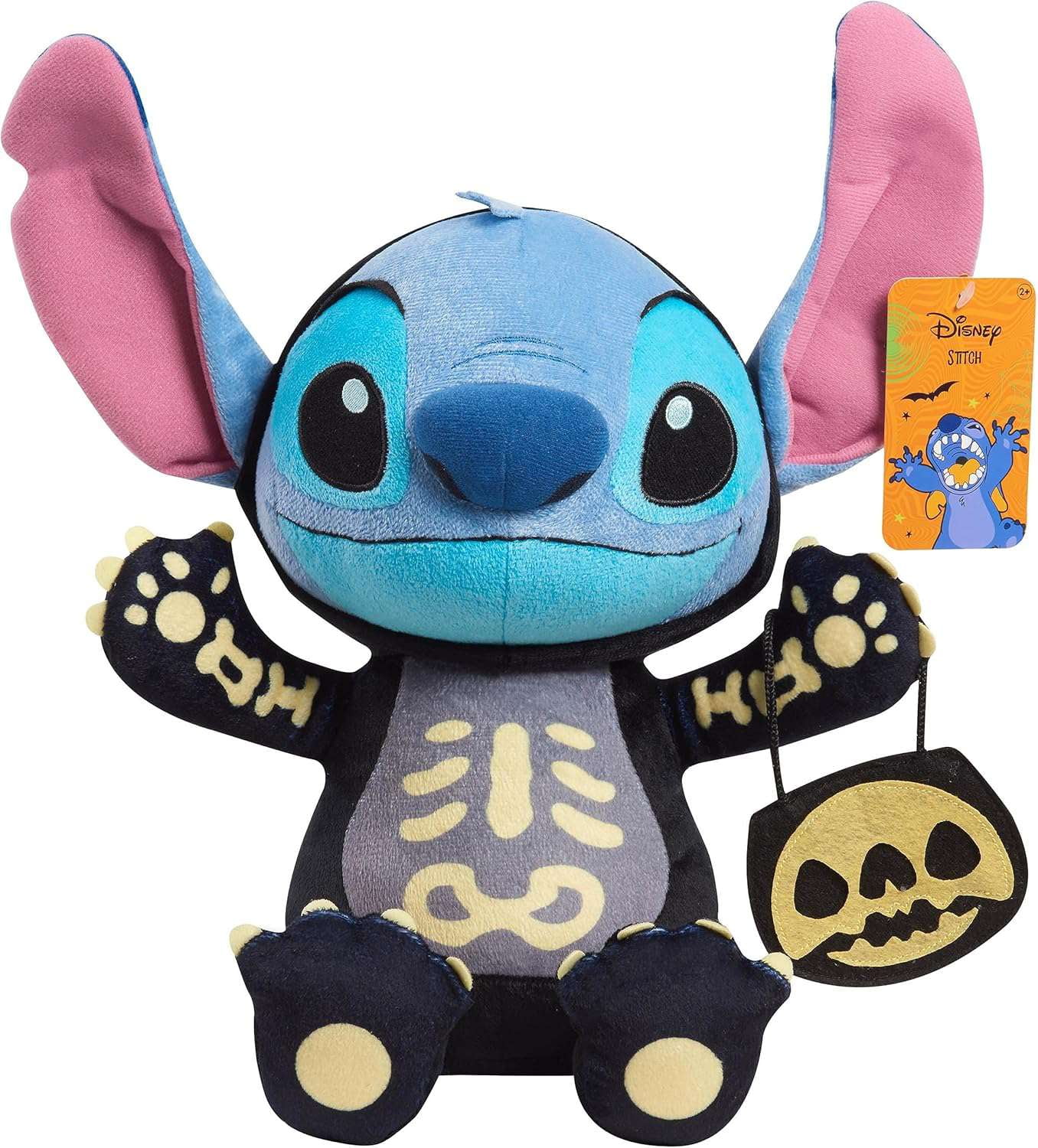 Disney Stitch Halloween as Skeleton Large Plush New with