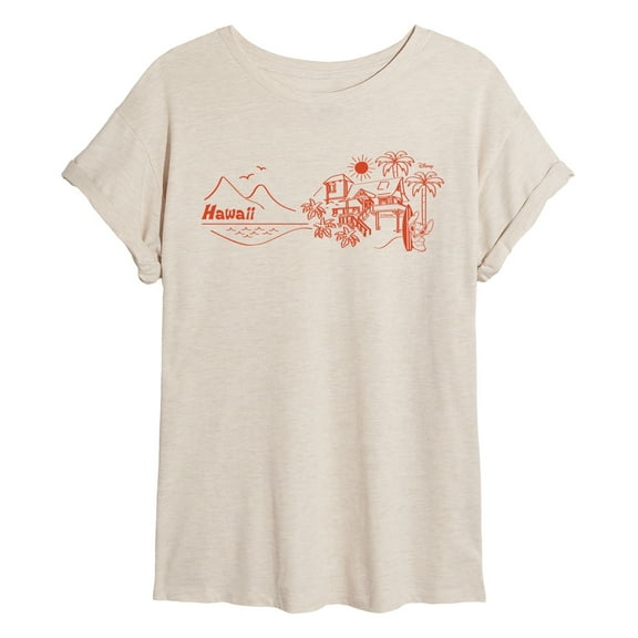 Lilo & Stitch - Stitch Hawaii - Juniors Oversized Graphic T-Shirt