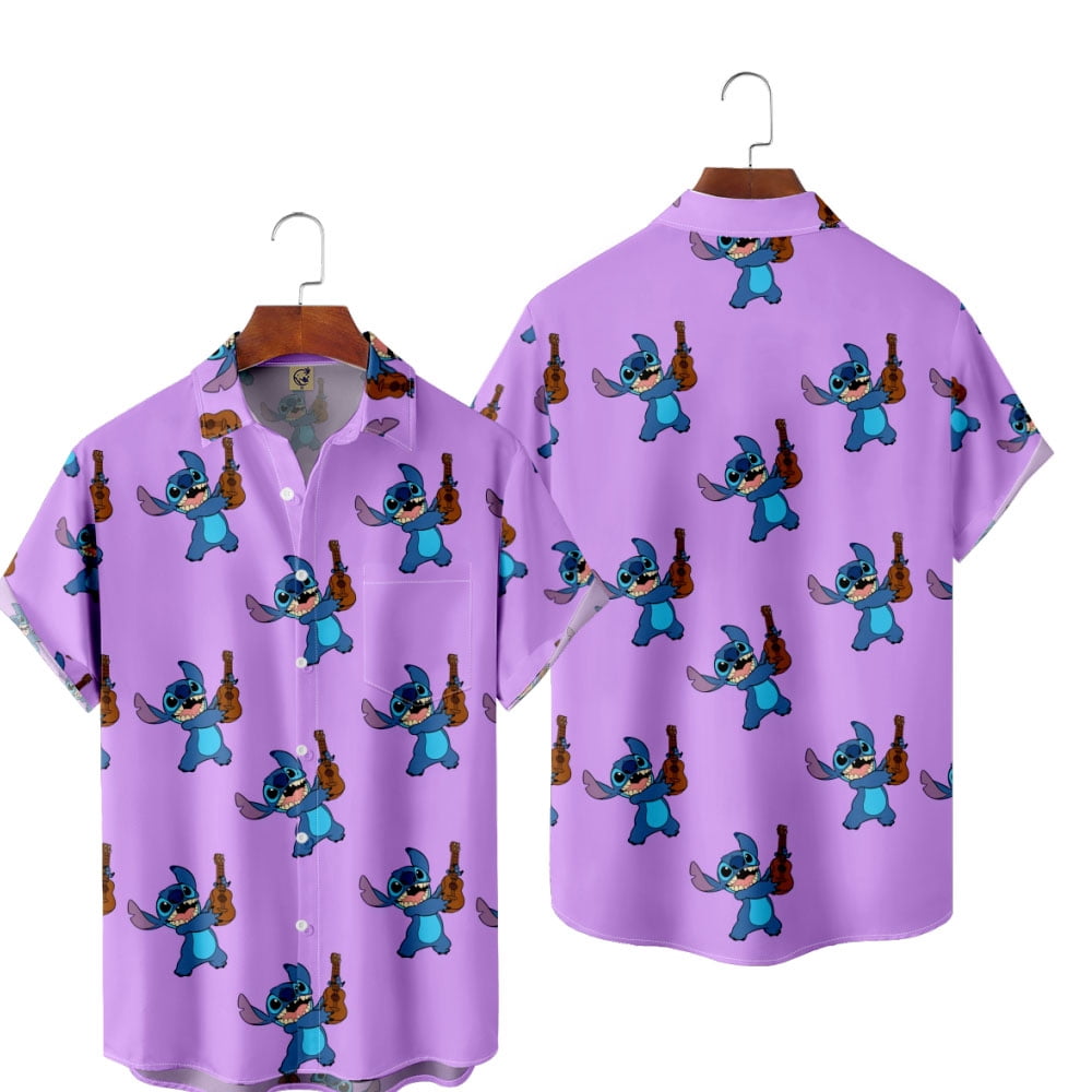 Disney Stitch Hawaiian Shirt, Disney Stitch Shirt For Men, Disney Stitch Button Up Shirt Men