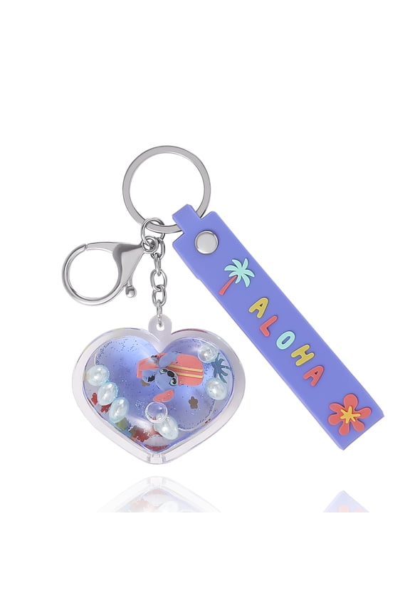 Stitch Heart Shaped Liquid Surfing Keychain