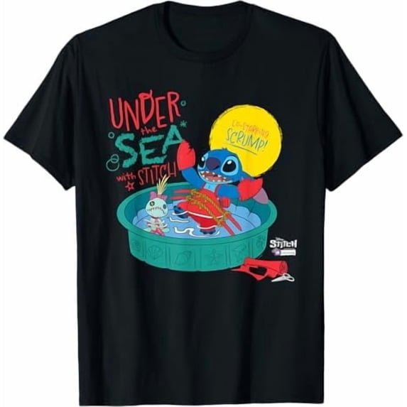 Disney Stitch In Costume Little Mermaid Ariel Under Sea Cosplay T-shirt