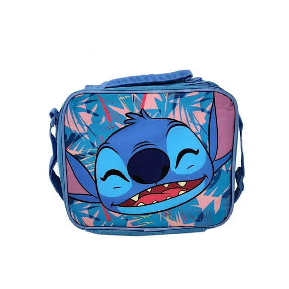 Disney Stitch Insulated Lunch Bag 3D Smiles Happy w/ Shoulder Strap Blue