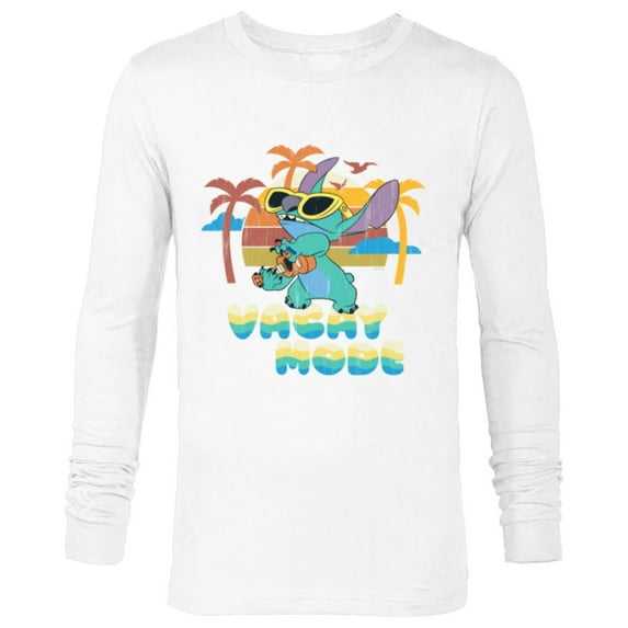 Disney Stitch Island Vacay Mode Retro Distressed - Long Sleeve T-Shirt for Men - Customized-White
