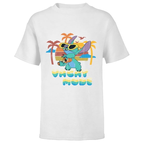 Disney Stitch Island Vacay Mode Retro Distressed - Short Sleeve T-Shirt for Kids - Customized-White