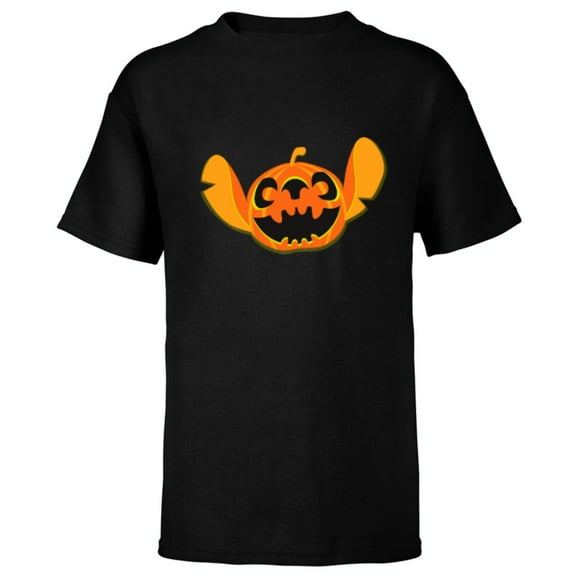 Disney Stitch Jack-O’-Lantern Halloween - Short Sleeve T-Shirt for Kids - Customized-Black