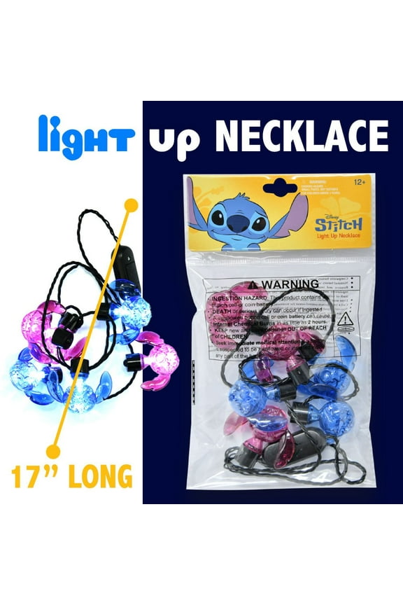 Stitch Light Up Necklace 6 Bulbs on Card, Girls