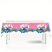 Stitch Party Tablecloth - Rectangular Blue and Pink Plastic Table Cover with Festive Cartoon Design for Birthday Celebrations and Events, Birthday Party Decorations